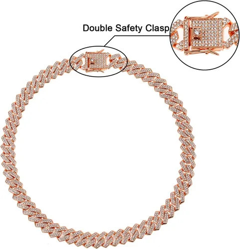Miniatura 5 de Saintda Cadena de eslabones cubanos para hombres y mujeres, collar cubano de Miami, cadena de diamantes brillantes, joyería de hip hop con caja