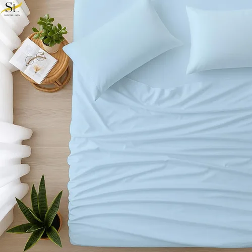 Miniatura 16 de Shreem Linen Olympic - Juego de sábanas tamaño Queen de 66 x 80 pulgadas, 100% algodón egipcio, juego de ropa de cama de 4 piezas, se adapta a Azul
