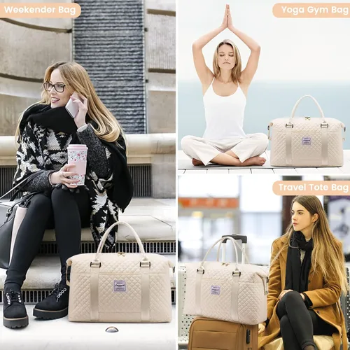 Miniatura 10 de LOVEVOOK Bolsa de fin de semana para mujer, bonita bolsa de viaje para gimnasio, bolsa de viaje con bolsa de artículos de tocador, bolsa