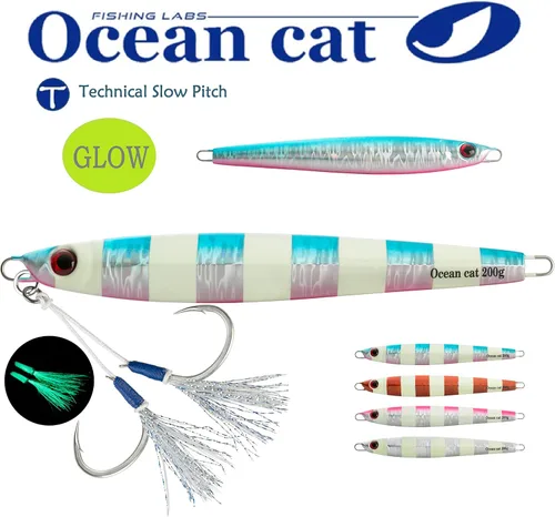 Miniatura 2 de OCEAN CAT Jigs de pesca de agua salada en alta mar Jigging de velocidad de lanzamiento lento señuelos vertical Jigging vertical Plantilla de otoño