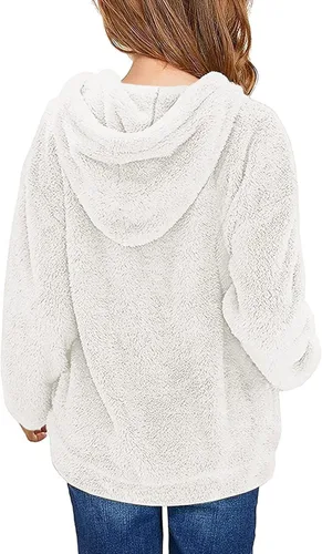 Miniatura 2 de Haloumoning Sudadera con capucha de forro polar mullido para niñas de 4 a 15 años