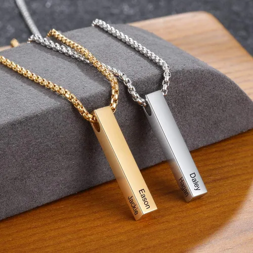 Miniatura 6 de Lam Hub Fong Collar de barra con nombre personalizado para hombre, collar de cruz personalizado con inicial para padre, hermano, regalos del día