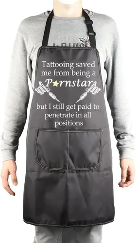 Miniatura 4 de MBMSO Delantal de tatuaje, delantal de tatuaje, regalo para tatuadores, regalos divertidos para tatuajes, tatuajes, me salvó de ser una estrella