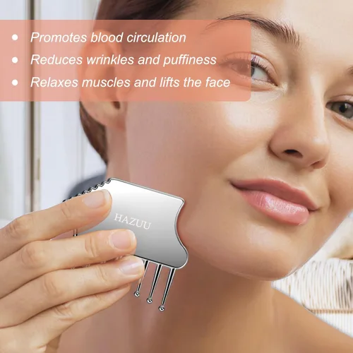 Miniatura 4 de Masajeador de cuero cabelludo portátil de acero inoxidable - Herramienta de raspado Guasha para cabeza, cuello, hombros, piernas y brazos - Ideal