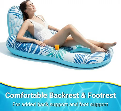 Miniatura 4 de Pool Floats for Adults,Inflatable Chair Lounger Floaties with Drink Holder,Travel Pool Beach Lake Swim Inflatables Water Floating Rafts