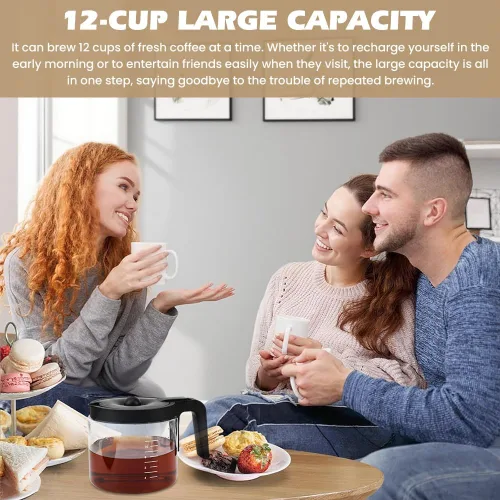 Miniatura 4 de 12 tazas de repuesto para cafetera de vidrio Keuri-g K-Du o (no modelo Essential), jarra de repuesto para cafetera de 12 tazas, cómodo mango