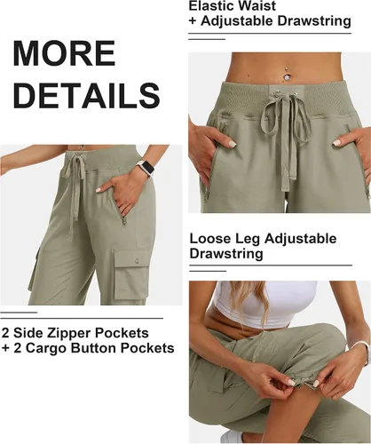 Miniatura 5 de MoFiz Pantalones cargo capri de senderismo para mujer, ligeros, de secado rápido, atléticos, viajes, casuales, holgados, cómodos, bonitos bolsillos