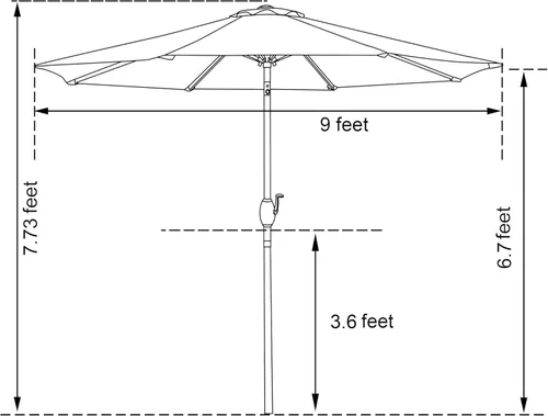 Miniatura 7 de MONDAWE Sombrilla de patio al aire libre de 9 pies con botón de inclinación y manivela, sombrilla redonda de aluminio con 8 varillas resistentes