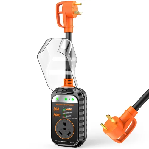Miniatura 22 de GEARGO Protectores contra sobretensiones RV de 30 amperios, 12000 julios, analizador de circuitos de RV, protección contra sobretensiones IP68