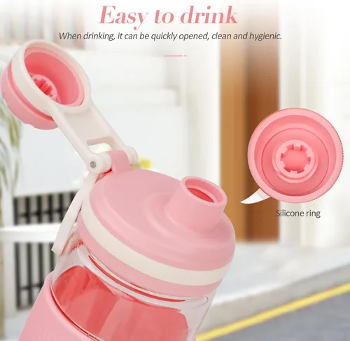 Miniatura 5 de Botella agitadora - 650ml/23oz, duradera y a prueba de fugas, perfecta para batidos de proteínas súper cremosos para el fitness - Rosa