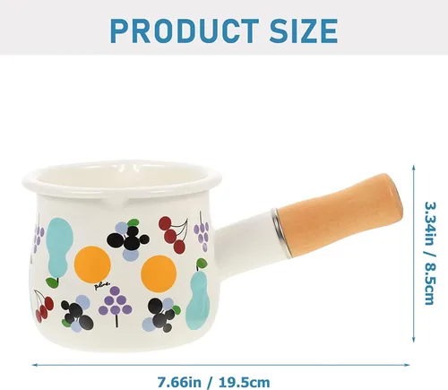 Miniatura 8 de Olla de leche esmaltada de 16.9 fl oz, mini cacerola antiadherente, calentador de mantequilla con mango de madera pequeños utensilios de cocina