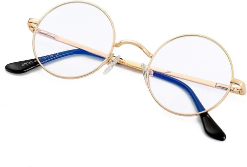 Miniatura 3 de EYLRIM Gafas redondas con bloqueo de luz azul para mujeres y hombres, lentes transparentes con marco de metal, sin receta