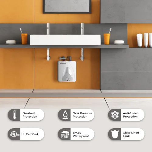 Miniatura 6 de CAMPLUX - Calentador de agua eléctrico de tanque de 1.3 galones debajo del fregadero, agua caliente instantánea para RV, cocina, camión