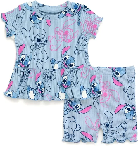 Miniatura 9 de Disney Conjunto de camiseta acanalada y pantalones cortos de ciclismo para recién nacidos a niños grandes (0-3 meses - 14-16)