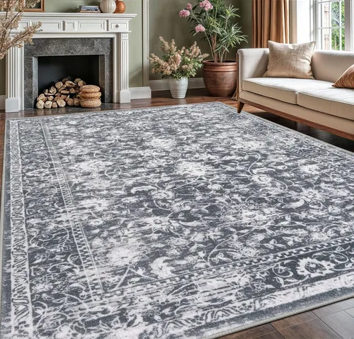 Miniatura 29 de KILOCOCO Alfombra lavable de 2 x 3 para entrada, estampado floral vintage, suave, antideslizante, azul, alfombras de cocina, tapete