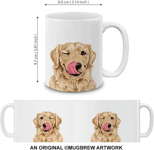 Miniatura 2 de MUGBREW Cute Winking Golden Retriever - Taza de café de cerámica, 11 onzas Lindo Guiño Dorado Retriever