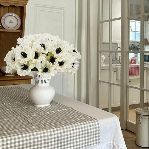Miniatura 7 de Melorca&Guilla Flores Artificiales, 24 Piezas de 13.5 pulgadas Flores Falsas de Amapola Verde, Flores Sintéticas de Tacto Real, Flores de Seda