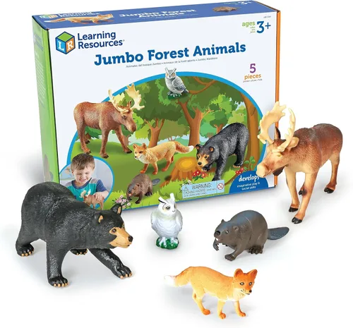 Animales del bosque grandes de Learning Resources - Habilidades motoras finas para niños, figuras escolares para niños, Montessori para niños