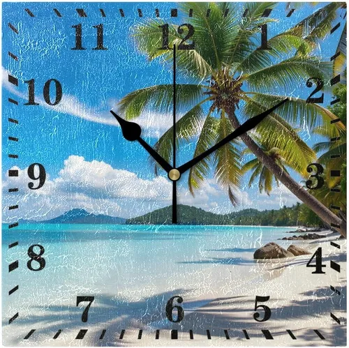 Miniatura 11 de Reloj de pared con diseño de gaviota de playa, reloj colgante decorativo, silencioso, sin tictac, para sala de estar, cocina, dormitorio