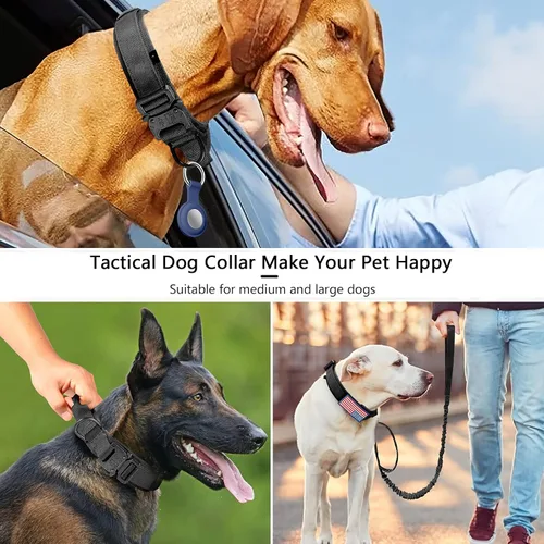 Miniatura 4 de DAGANXI - Collar táctico para perro, collar ajustable de nailon para adiestramiento con asa de control y hebilla, para perros medianos y grandes