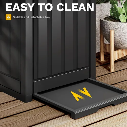 Miniatura 4 de DWVO Bote de basura para exteriores de 33 galones con tapa escalonada y bandeja de goteo, bote de basura de resina impermeable para patio, cocina