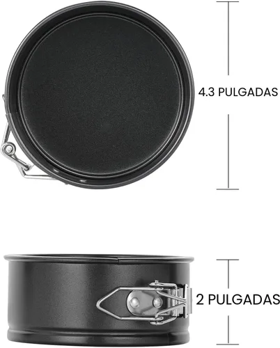 Miniatura 2 de Hiware Juego de sartenes de forma de resorte de 4 pulgadas - 4 piezas de sartén antiadherente pequeña para mini tartas de queso, pizzas y quiches