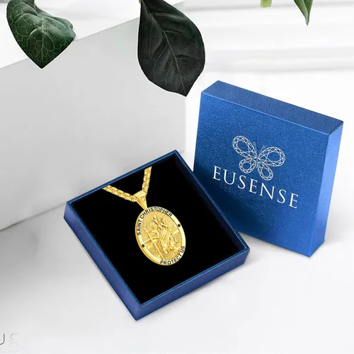 Miniatura 207 de Eusense Saint Necklace Sterling Silver 925 Protection Jewelry for Men Women Patron St Medals Amulet Pendant