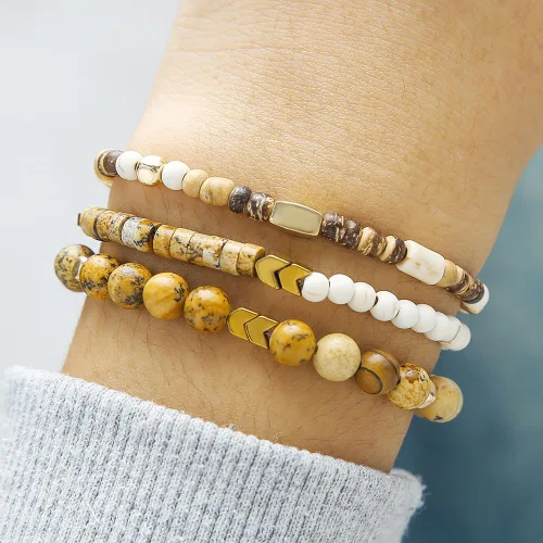 Miniatura 2 de Pulsera gótica ajustable punk trenzada multicapa Grunge conjunto de pulseras con cuentas Emo Metal Cuff Wrap Pulseras apilables regalo