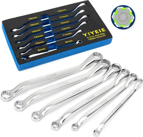 YIYEIE Juego de llaves inglesas extractoras de pernos de 6 piezas, Juego de llaves de 6 puntos con extremo cuadrado métrico de 8-19mm, con