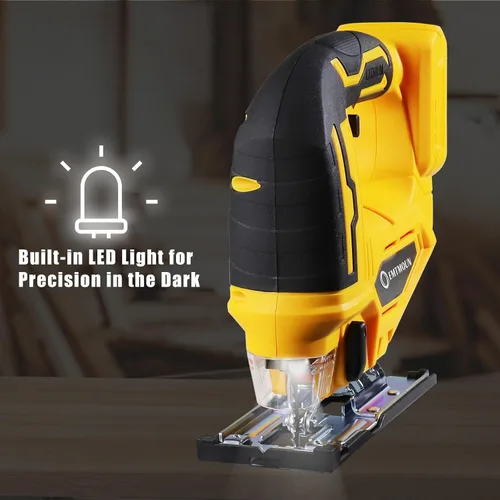 Miniatura 8 de Sierra de calar inalámbrica compatible con batería Dewalt de 20 V máximo, sierra de calar sin escobillas para 3 ajustes orbitales, 3200 RPM, cortes