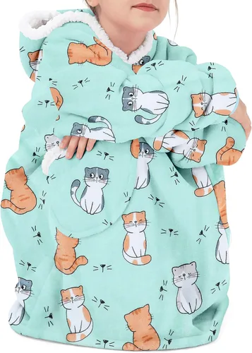 Miniatura 7 de American Trends Wearable Blanket Hoodie, Oversized Sherpa Warm Hoodie Blanket Thick Sweatshirt, Gift for Women Men Girls Gato