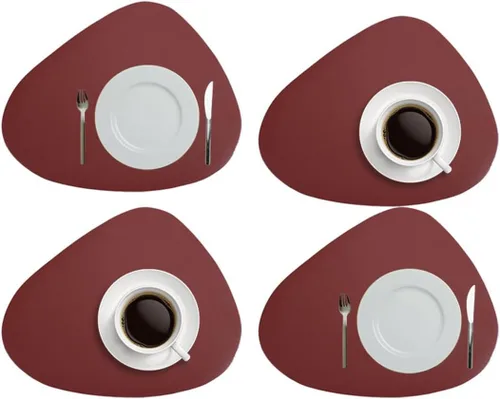 Miniatura 9 de Juego de 4 manteles individuales de cuero negro, manteles individuales para cena de boda, se puede limpiar y lavar, mantel individual antideslizante