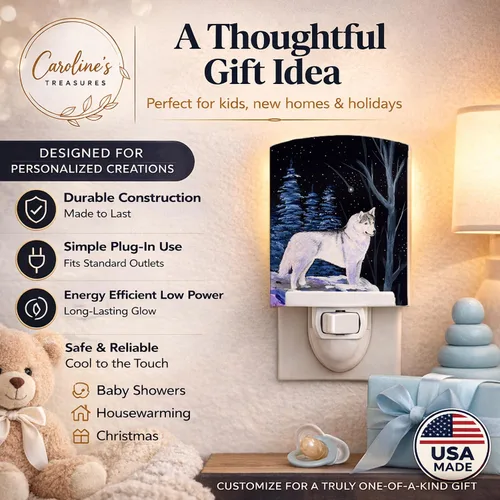 Miniatura 7 de Caroline's Treasures SS8400CNL - Luz nocturna de cerámica con forma de husky siberiano de noche estrellada, compacta, certificación UL, ideal