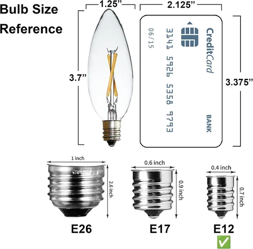 Miniatura 7 de Paquete de 6 bombillas LED Edison B10 C32, equivalente a 25 vatios, base E12, CRI 85-90 2700K blanco cálido, bombilla afilada de vidrio transparente