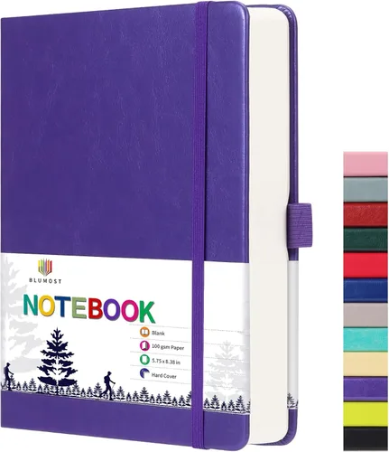 Miniatura 18 de Cuaderno de papel en blanco - 280 páginas A5 con papel en blanco de 100 g/m², papel grueso, tapa dura, cuero PU, 5.75" × 8.38" - Negro