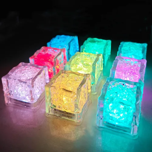 Miniatura 10 de Paquete de 120 cubitos de hielo iluminados, cubitos de hielo LED que brillan para bebidas con sensor de líquido, luces LED impermeables multicolor