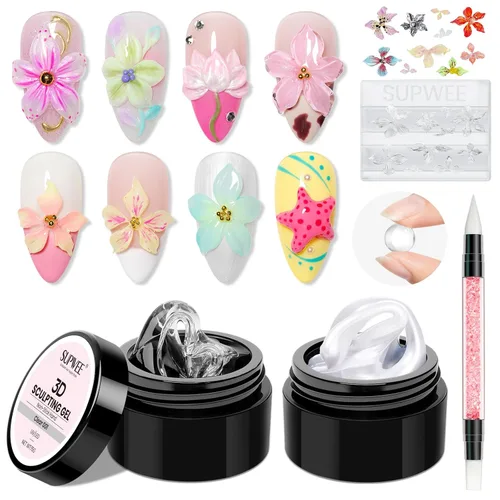 Miniatura 14 de Gel 3D para arte de uñas, gel duro sólido para esculpir uñas, no pegajoso para tallar, extensión de edificios con lápiz de arte de uñas, manicura