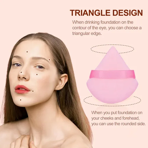 Miniatura 5 de 9 piezas de almohadillas triangulares para polvo, almohadillas para maquillaje facial para polvo suelto corporal, herramienta de maquillaje de Rosa