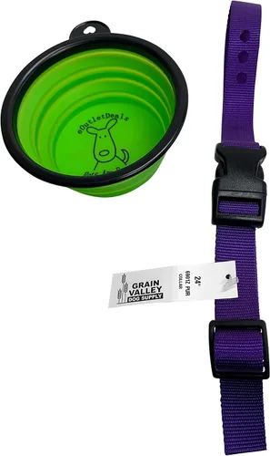 Miniatura 5 de Correa de repuesto, se adapta a la mayoría de collares PetSafe, 3 agujeros precortados, nailon de 1 pulgada, incluye cuenco de viaje para mascotas