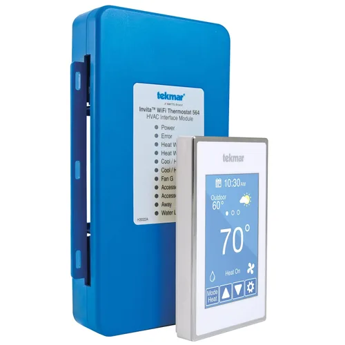 tekmar Termostato Invita Wi-Fi | 2 cables, aprobado por Energy Star, hasta 2 etapas de calor, enfriamiento de 2 etapas, ventilador y 2 accesorios o