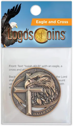 Miniatura 6 de Moneda de desafío cristiano de águila calva americana chapada en color dorado antiguo, paquete de 10 unidades a granel, fuerza inspiradora y fe