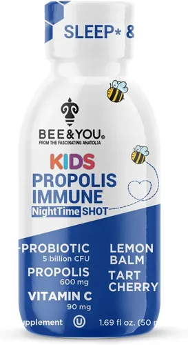 Miniatura 4 de Bee and You Kids Propolis Immune Night Time Shot - Probiótico, melisa, cereza ácida, apoyo para dormir, apoyo inmunológico, salud intestinal, 1.69