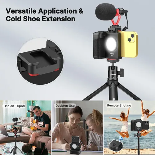 Miniatura 4 de CG-02 - Soporte de agarre para teléfono inteligente con obturador remoto, montaje de trípode de mano, accesorios de fotografía de mano, compatible