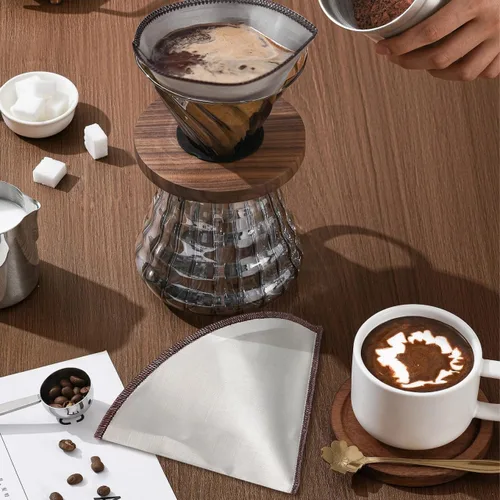 Miniatura 9 de Kichvoe Pantalla de filtro de café de acero inoxidable reutilizable: 1-4 tazas Filtro de cono permanente de malla ultra fina para vertido, expreso