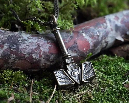 Miniatura 161 de Viking Thors Hammer Necklace Pendant - Vegvisir Aegishjalmur Helm of Awe Raven Huginn Muninn Pendant Necklace Amulet Talisman - Thor Necklace