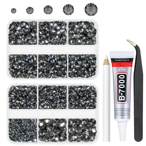 Miniatura 36 de qiipii Resina Metálica Plata Diamantes de Imitación con Parte Posterior Plana para Adornar Manualidades, Piedras Planas de 2mm-6mm, Gemas de Plata