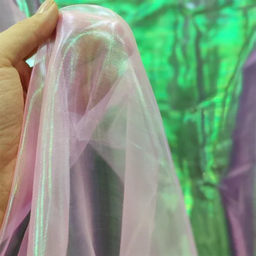 Miniatura 18 de Tela de encaje de organza con gradiente láser arcoíris mágico, tela de gasa holográfica iridescente para vestido de novia, cortina, fondo, fiesta