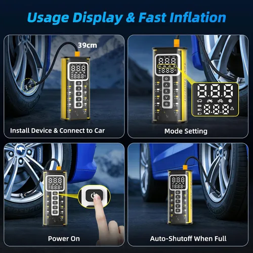 Miniatura 3 de Inflador de neumáticos, 150 PSI, compresor de aire de batería de 9000 mAh, bomba de neumáticos de automóvil, bomba de aire para neumáticos