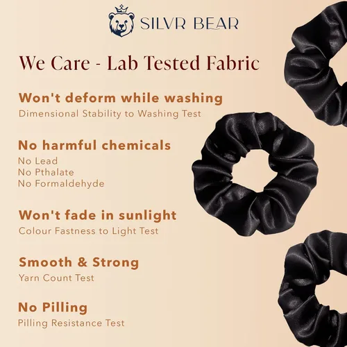 Miniatura 4 de Silvr Bear Paquete de 6 coleteros de satén de lujo, color negro, suaves, grandes para mujeres y niñas, bandas para el cabello grueso y rizado