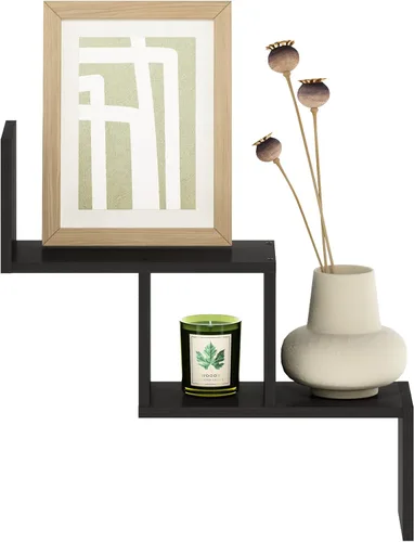 Miniatura 9 de Furinno Rossi - Estantería flotante de pared entrelazada, 4 unidades, color espresso